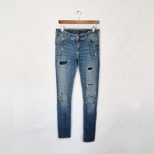 Women's Blue Distressed Jeans
